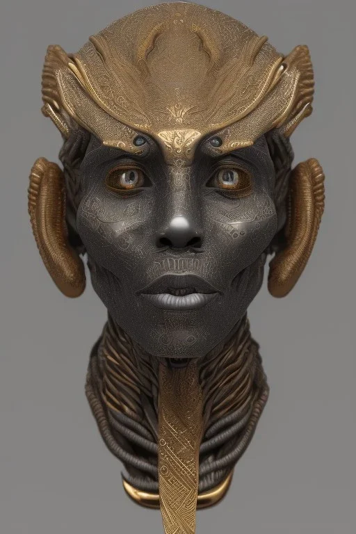 Anunnaki black male African Egyptian alien, cracks in the voodoo head, wicked, eyes, Elephant, 8k, finely detailed, photo realistic, tiger turquoise skull head gold dragon helmet space alien silver surfer skeleton gold Olmec silver crown silver eyes, big wave tsunami