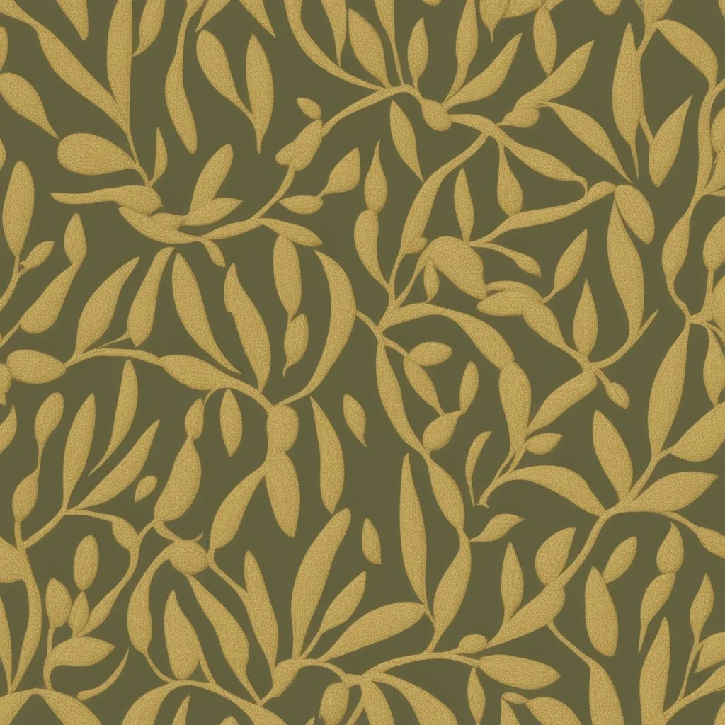 A detailed rendering of an olive kernel-inspired pattern on a wall, with a subtle hint of gold.