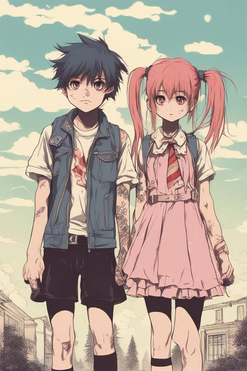 romantic hight school punk poltergeist girl and human boy