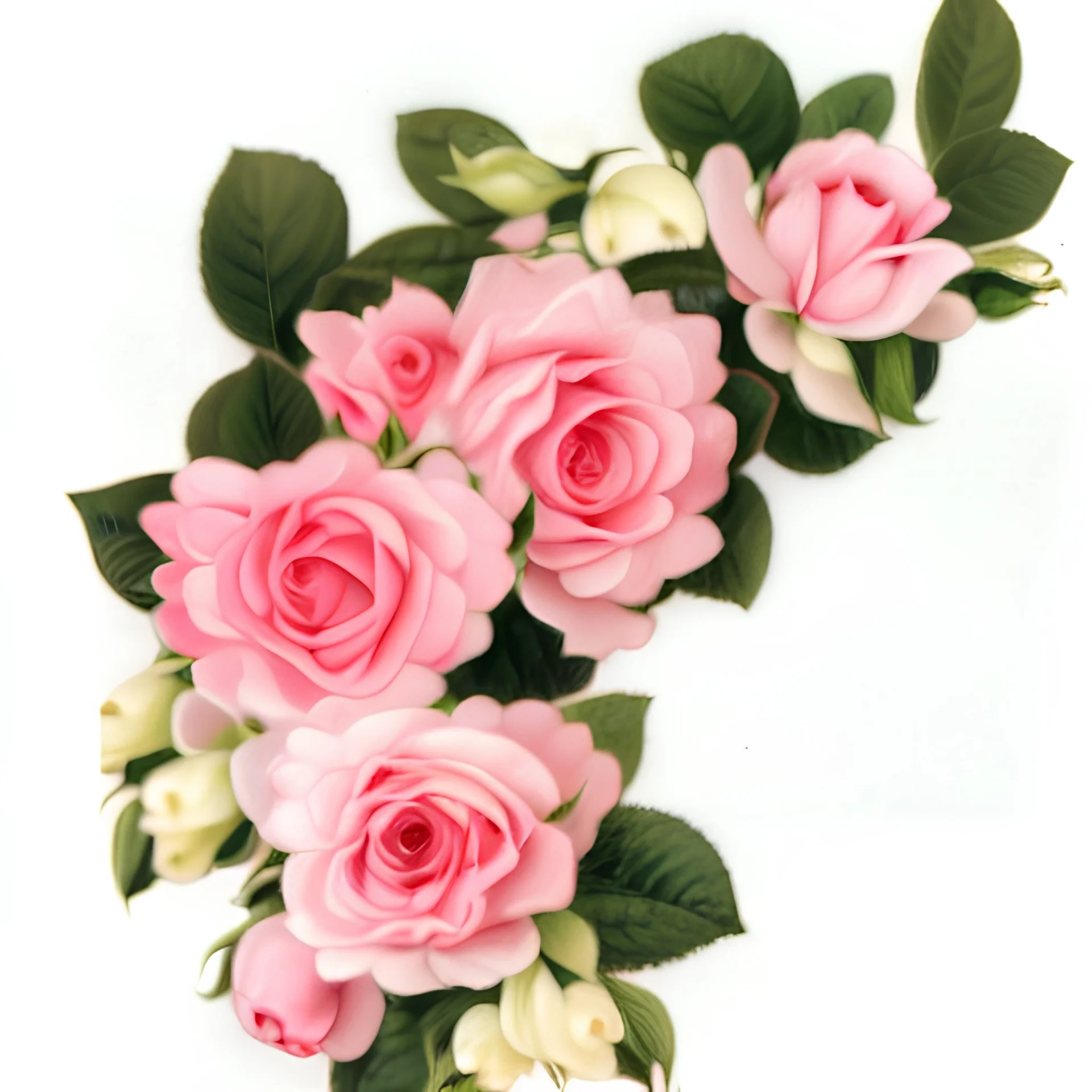 Pink roses, crisp detail, photograph