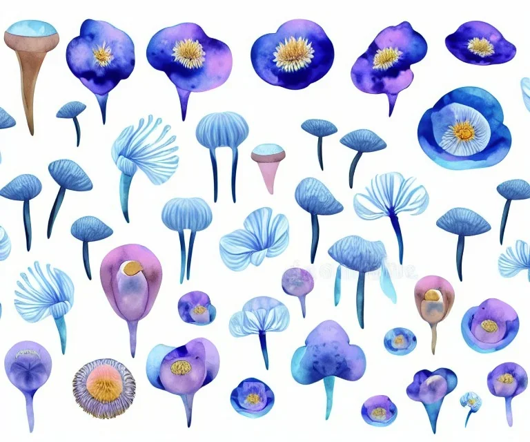 Vector anemone set illustration. Watercolor white backdrop