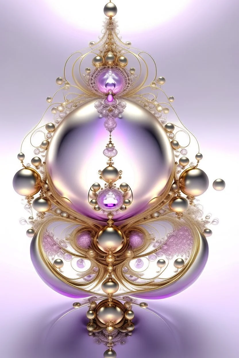 completely in the center of the frame, three-dimensional multi-layered fractal shape of four rotating droplets, high-octane rendering, fantasy, abstraction, bright light from behind, gradient, color pale lilac, silver, light pink, gold, pearls, golden thin curls in the light, front view, aesthetically pleasing, exquisite, elegant, beautiful, professional photo, high resolution 1080px, high quality, high detail, 30mm lens,1/250s, f/2.8, ISO 100, 4k, 6d, Dali style