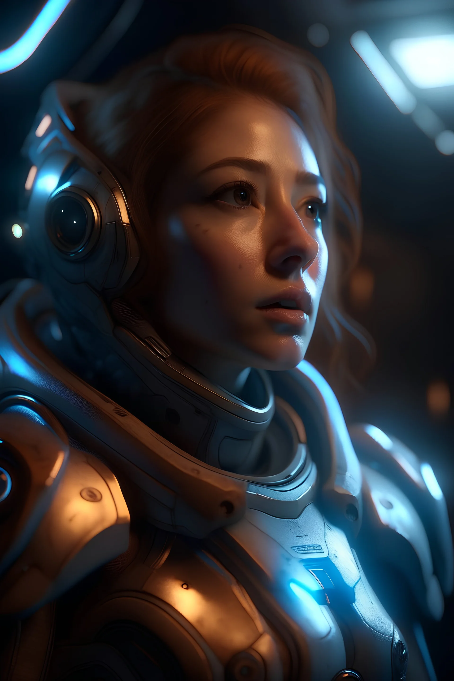 space warrior, beautiful, female, ultrarealistic, soft lighting, 8k