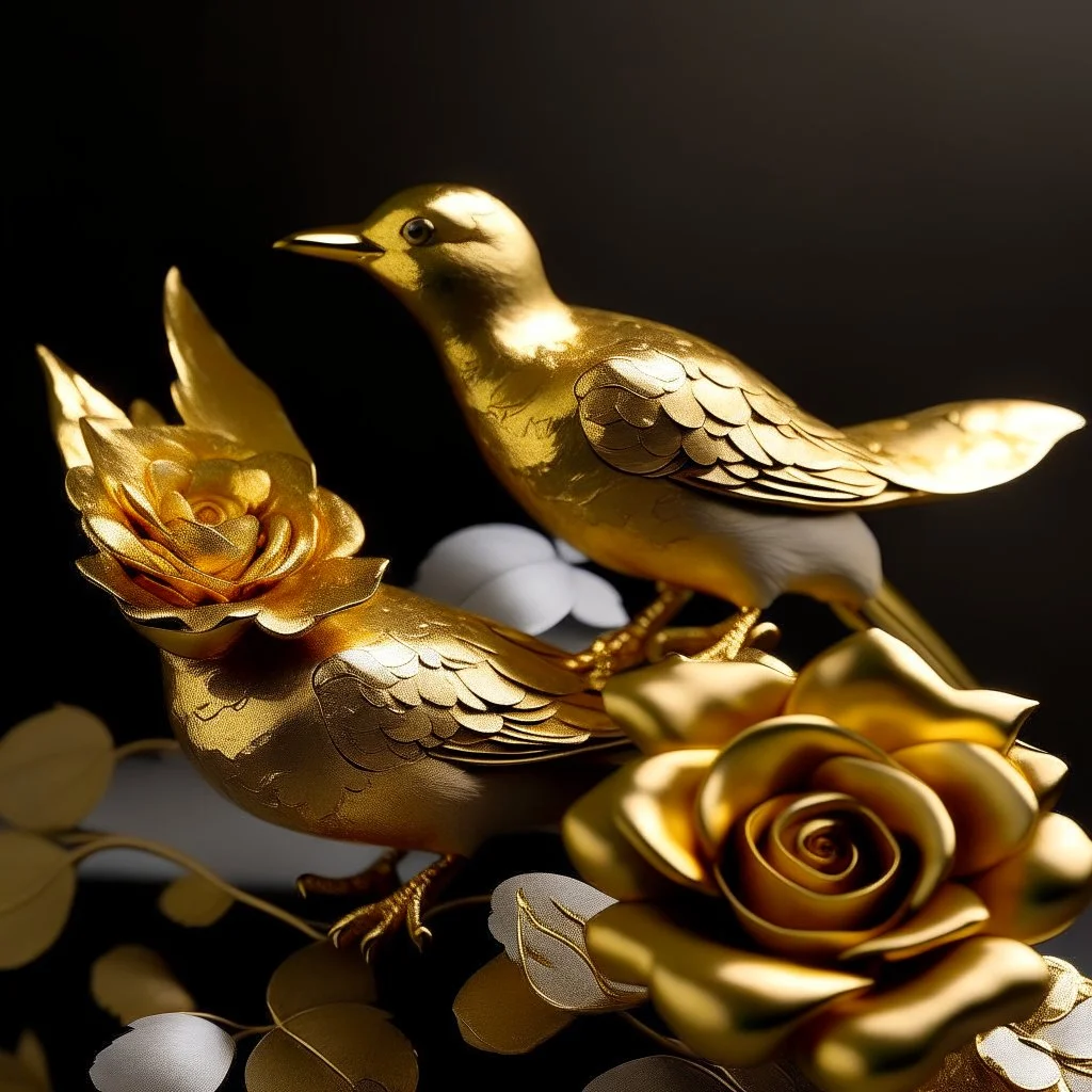 gold metallic roses and gold metallic dove