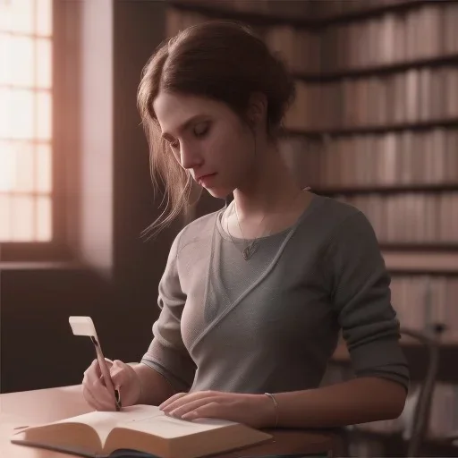 studying girl in library, ultra detail, curl hair, realistic photo unreal engine, cinematic lighting --ar 1:1 creative