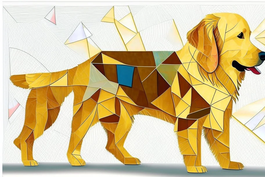 style of paul klee Golden retriever dog
