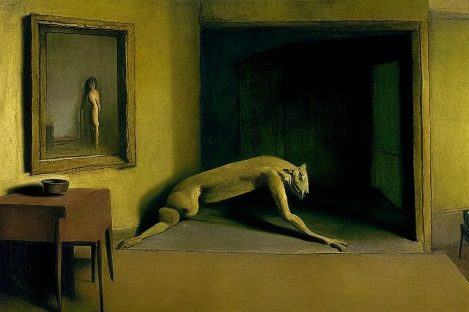 a chimera in a liminal room depicted by balthus