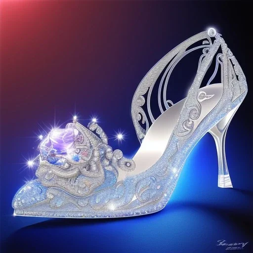 swarovski crystal, one glass slipper, intricate, photorealistic,