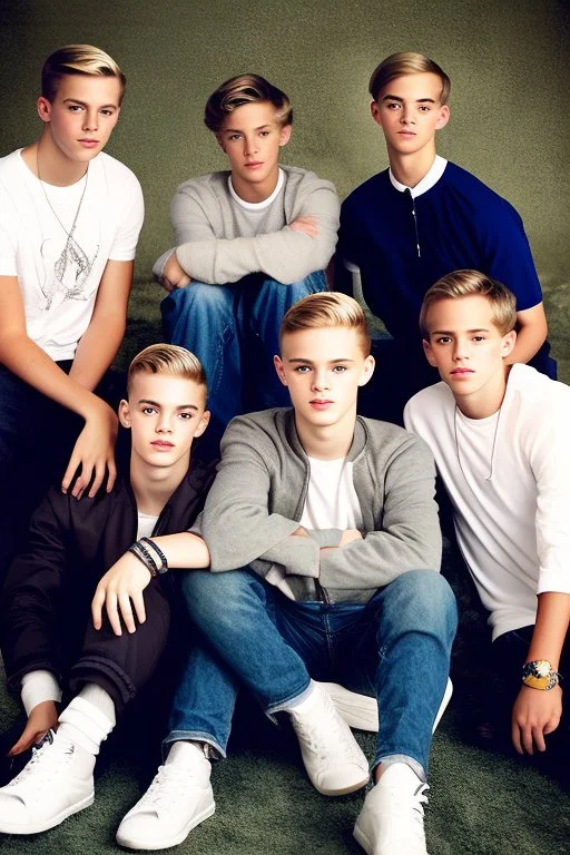 Extremely rich young white boy band portrait