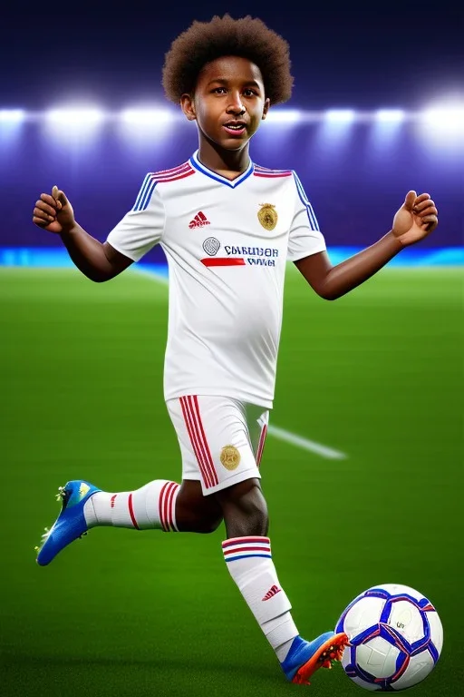  the Egyptian soccer player Shikabala as a child 3 years old ,baby face,He is wearing a Zamalek Club T-shirt,Zamalek Club logo on the T-shirt , portrait, fantasy setting, ethereal, soft lighting