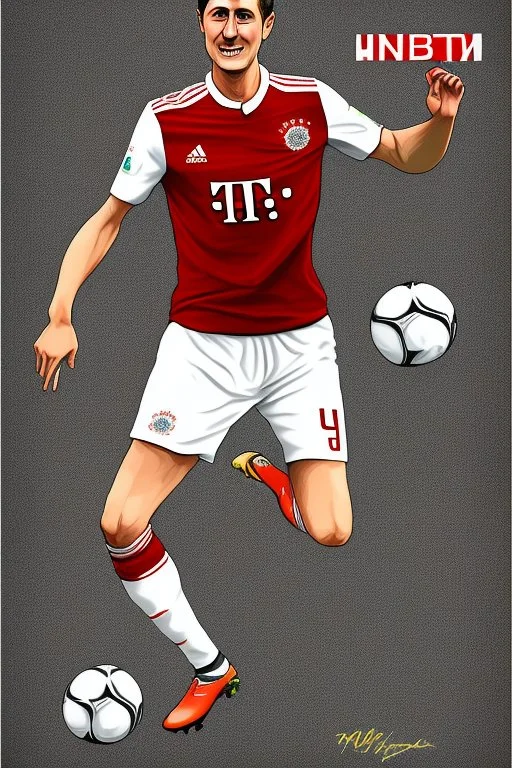 Robert Lewandowski Polish soccer player cartoon 2d