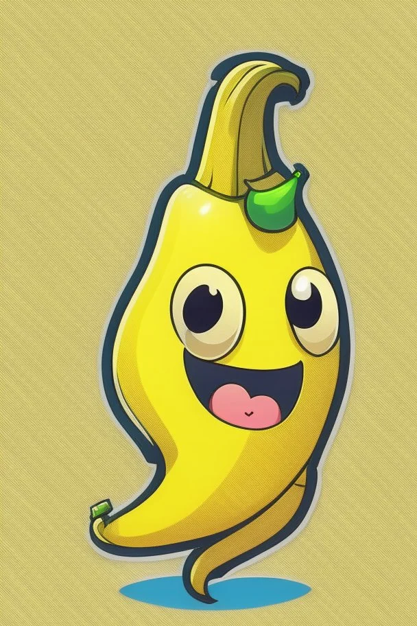 One banana cute cartoon character for sticker or caricature