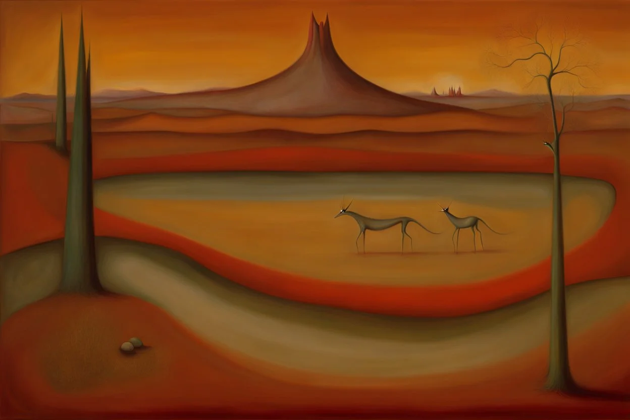 A surreal landscape by Mark Rothko, by artist Leonora Carrington