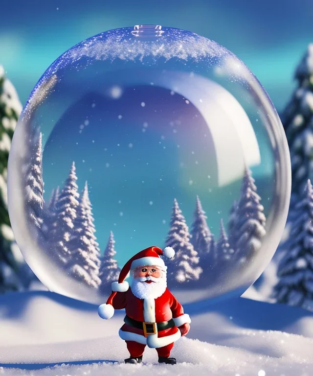 Snow globe, Santa toddler, full body, hyper realistic