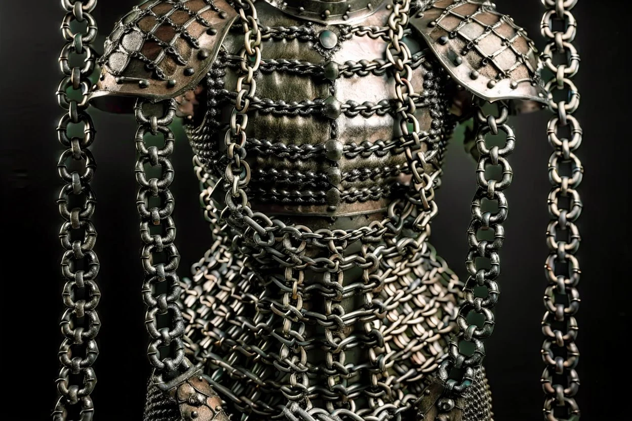 england medieval armour chains design front on shot facing camera