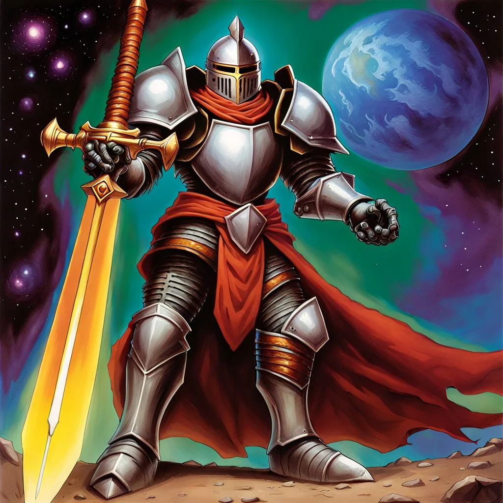 fantasy space knight 90's tcg art