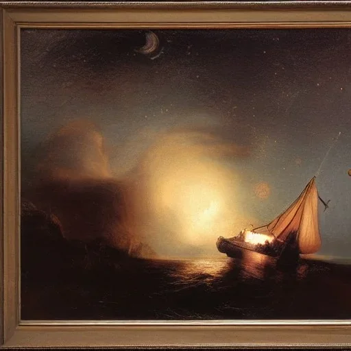 Rembrandt, stars, planets, ships