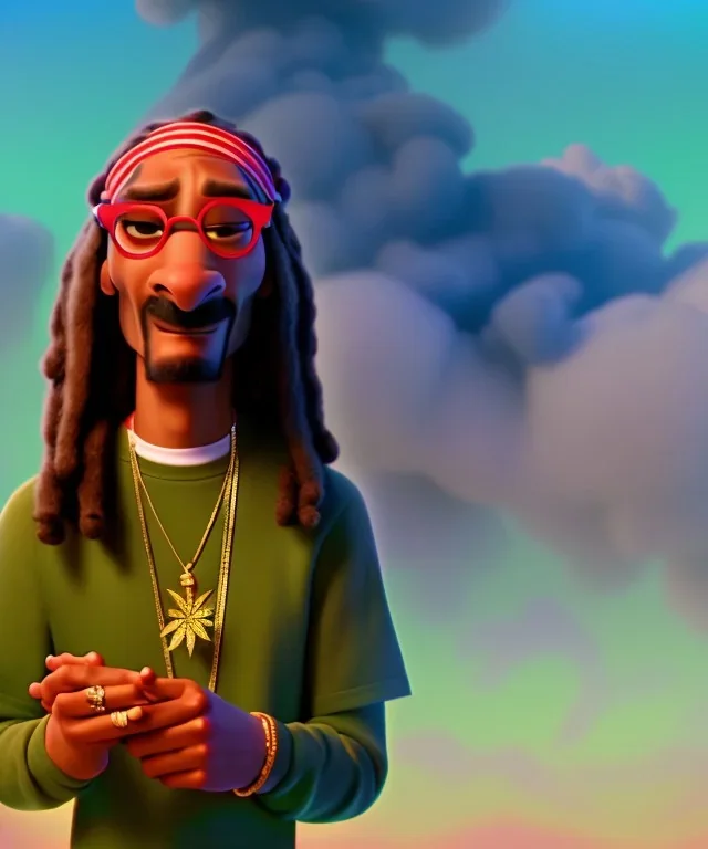 Snoop Dogg, smoking weed, burning dollars, jungle background, hyper realistic