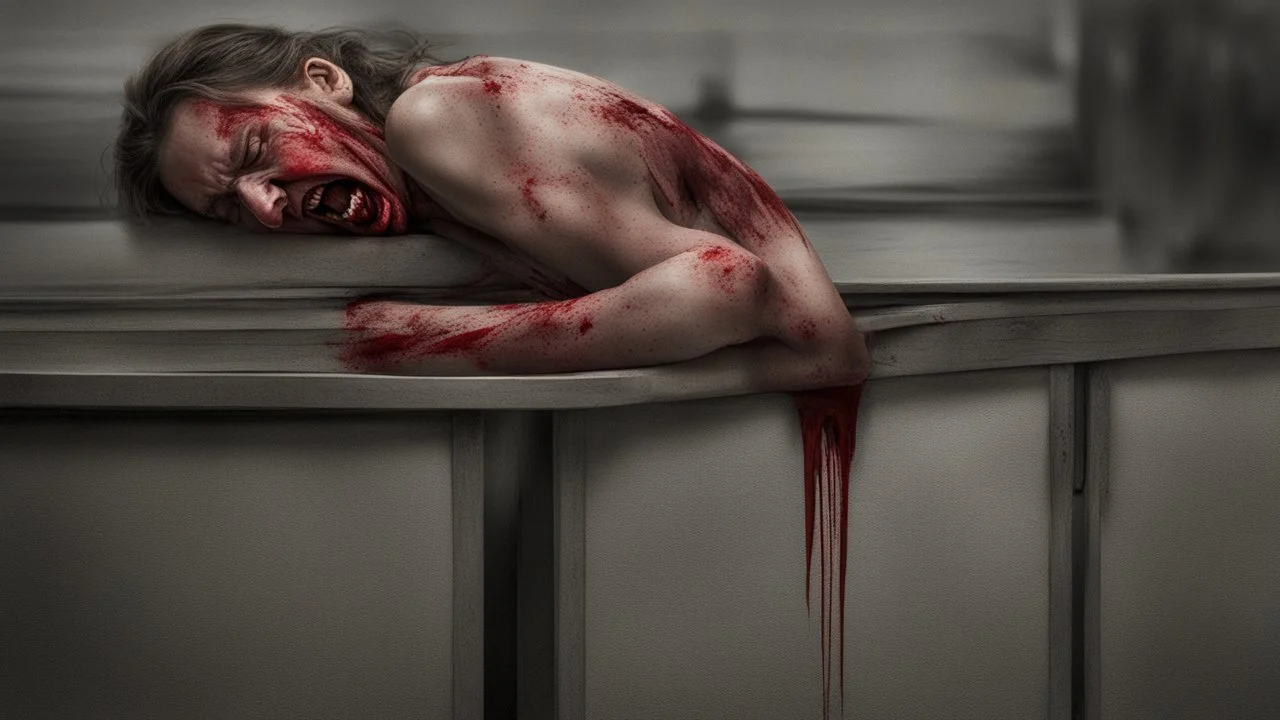 شخص يصارخ ويعاني وواضح عليه انو بدو يموت ويخرج منو دم