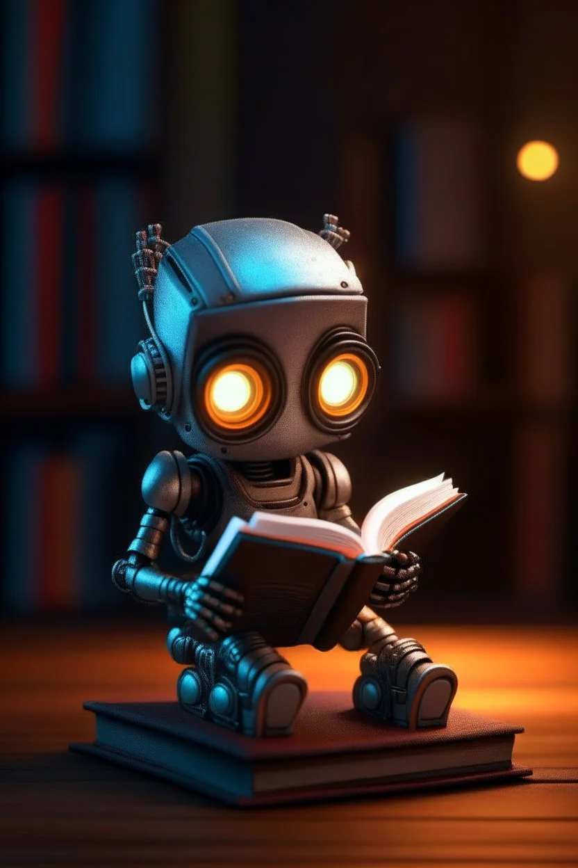 cute punk chat robot reading a book, blanket over shoulders, its such a perfect day, motion blur, smoke, 8k, downlight, soft light, depth of field, photorealism, trending on art station, some detail