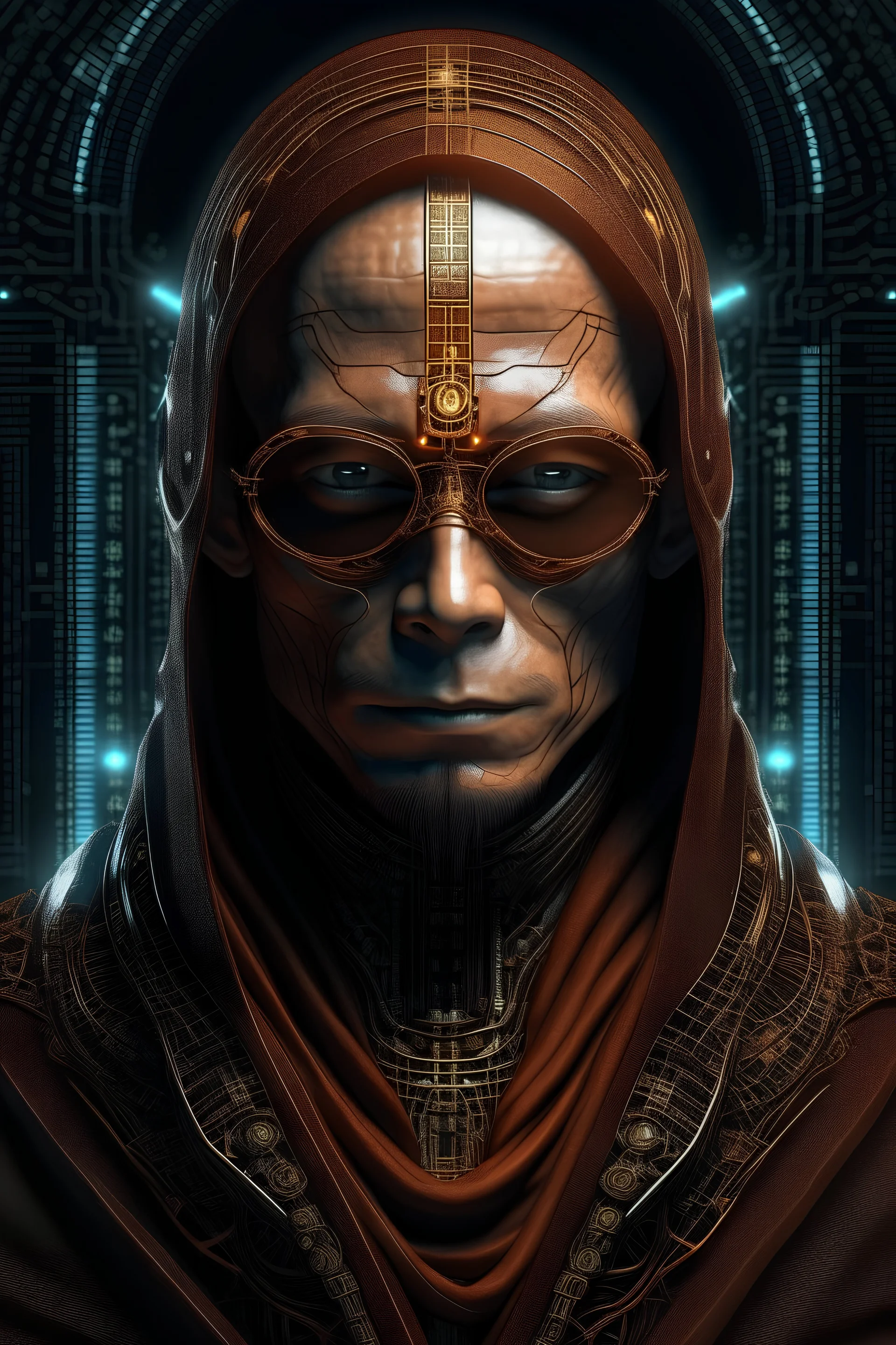 generate a image of a cyber monk