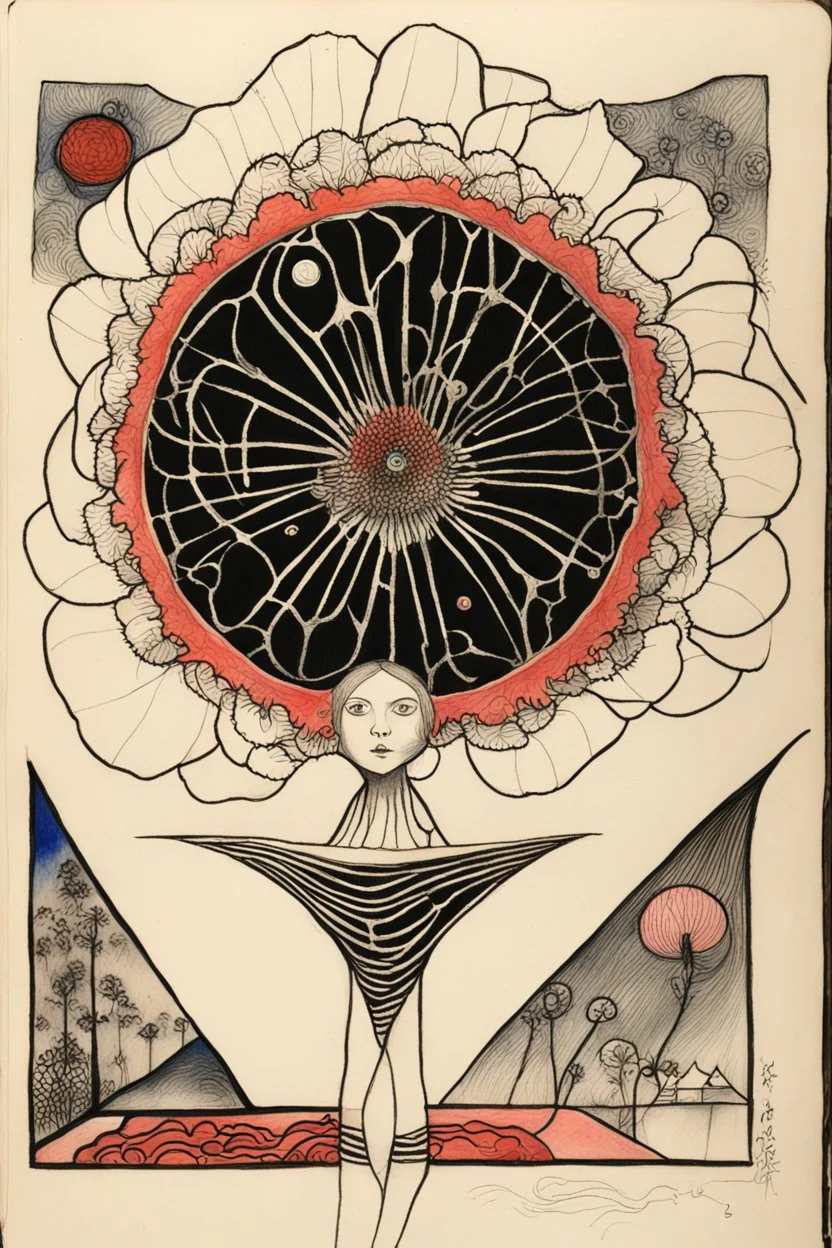 Schiță în creion de Jean Cocteau reprezentand o imagine pe temanatura statica cu flori , cu culori primare tari, fantezie de înaltă definiție calitate clară, stiluri de Utagawa Hiroshige, Paul Klee Dee Nickerson și Tim Burton, acuarelă topită și contururi de cerneală neagră pe hârtie umedă, linii moi, umbrite