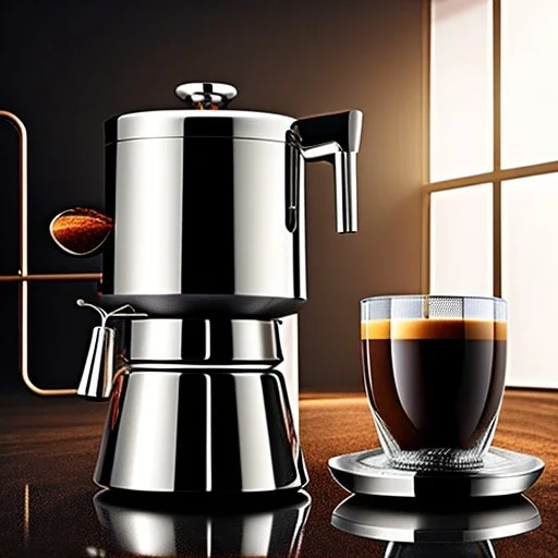 E61 Espresso machine, chrome, jar of coffeebeans