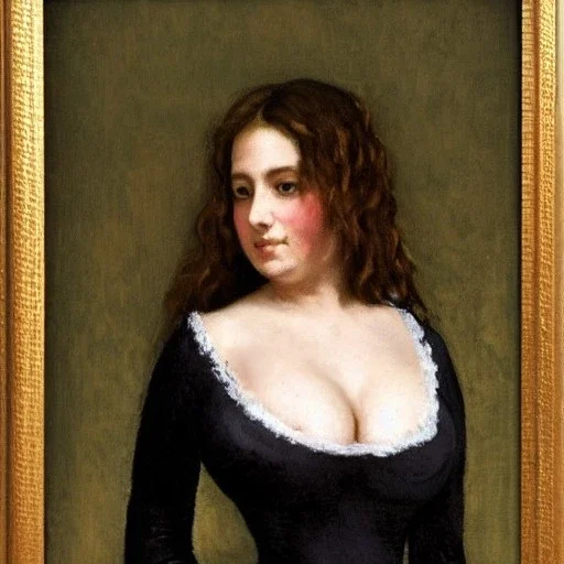 Portrait of a beautiful busty woman Gustave Courbet style