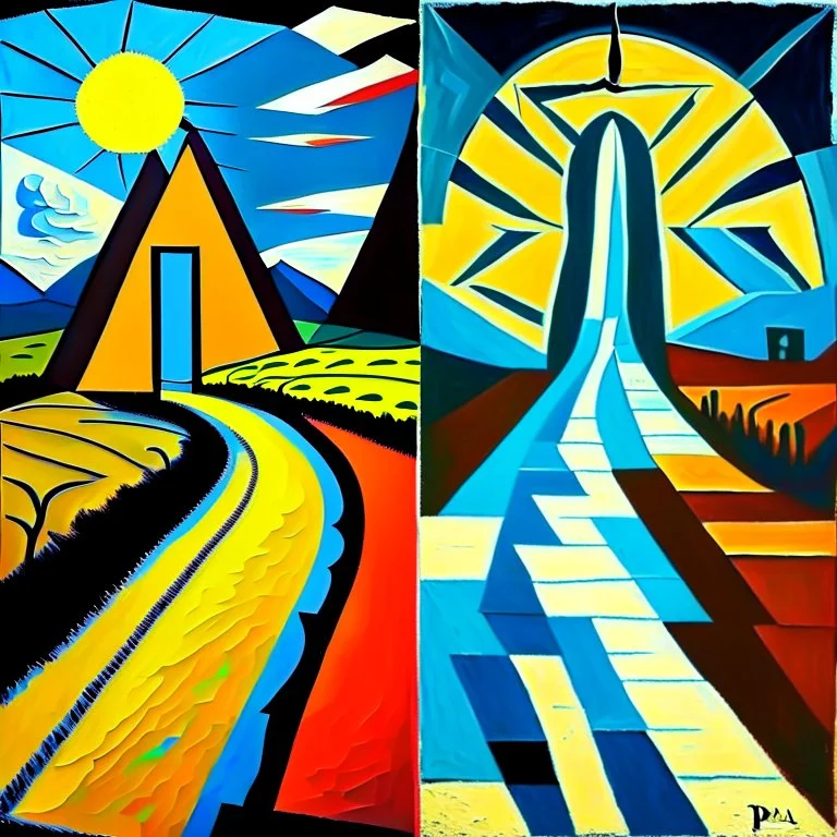 two roads diverged , art, bright, picasso, masterpiece