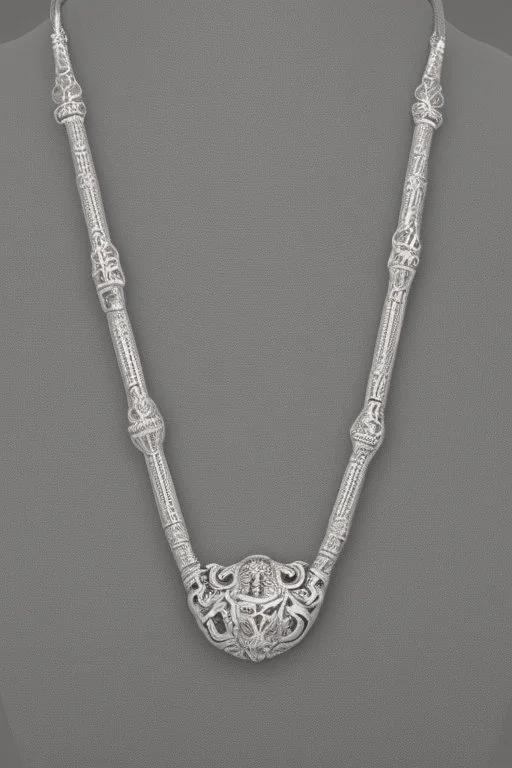 Silver embossed stra necklace containing soft crystals