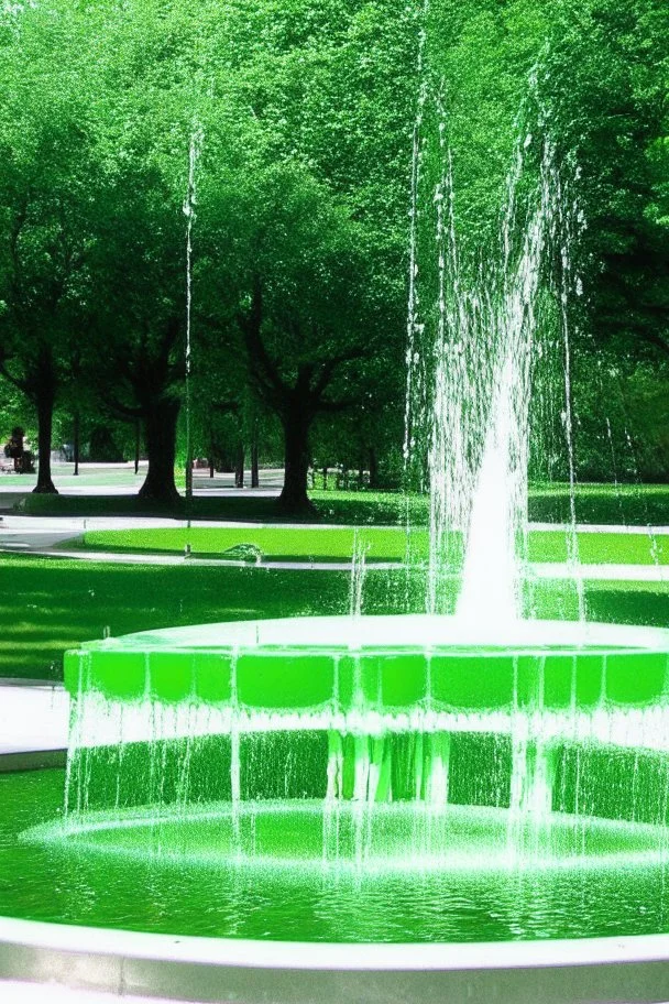 Green area and water fountain