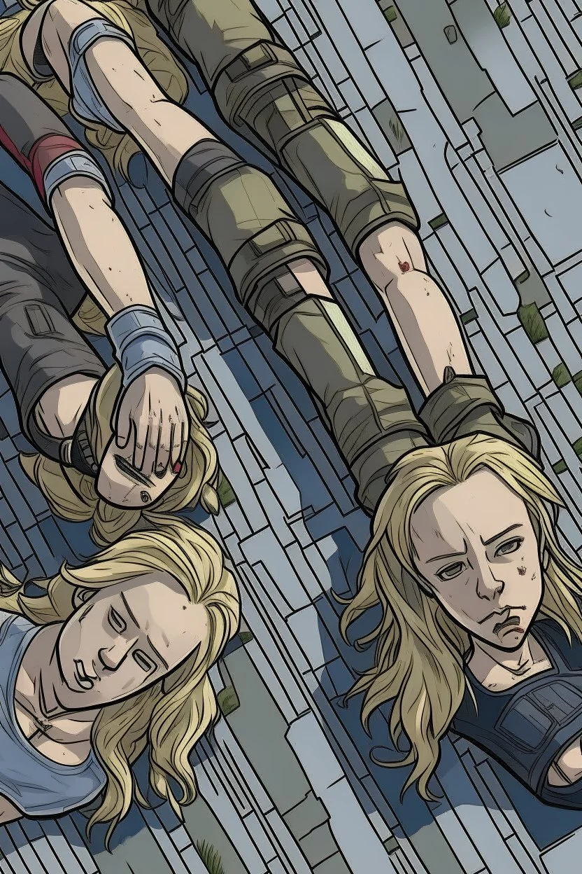 yakın 2 kız arkadaş The walking death tarzı 2D uzak uzaktan görünüm ama boydan