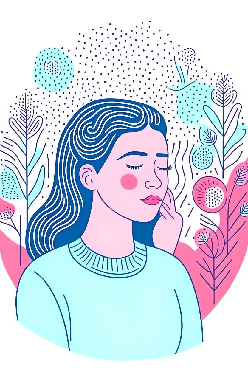 Ilustrasi seorang wanita yang sedang mempromosikan tentang kesehatan mental