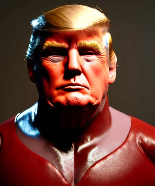 Wrestler Donald trump, wrestling, American shot, sweat, blood, red breeches, suspenders, retro style, 80s, hot ambient, photo studio, vibrant color, gradient, highly detailed, art stations, concept art, smooth, unreal engine 5, god rays, ray tracing, RTX, lumen lighting, ultra detail, volumetric lighting, 3d, finely drawn, high definition, high resolution.