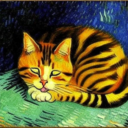 Retrato de un Gato durmiendo por Van Gogh