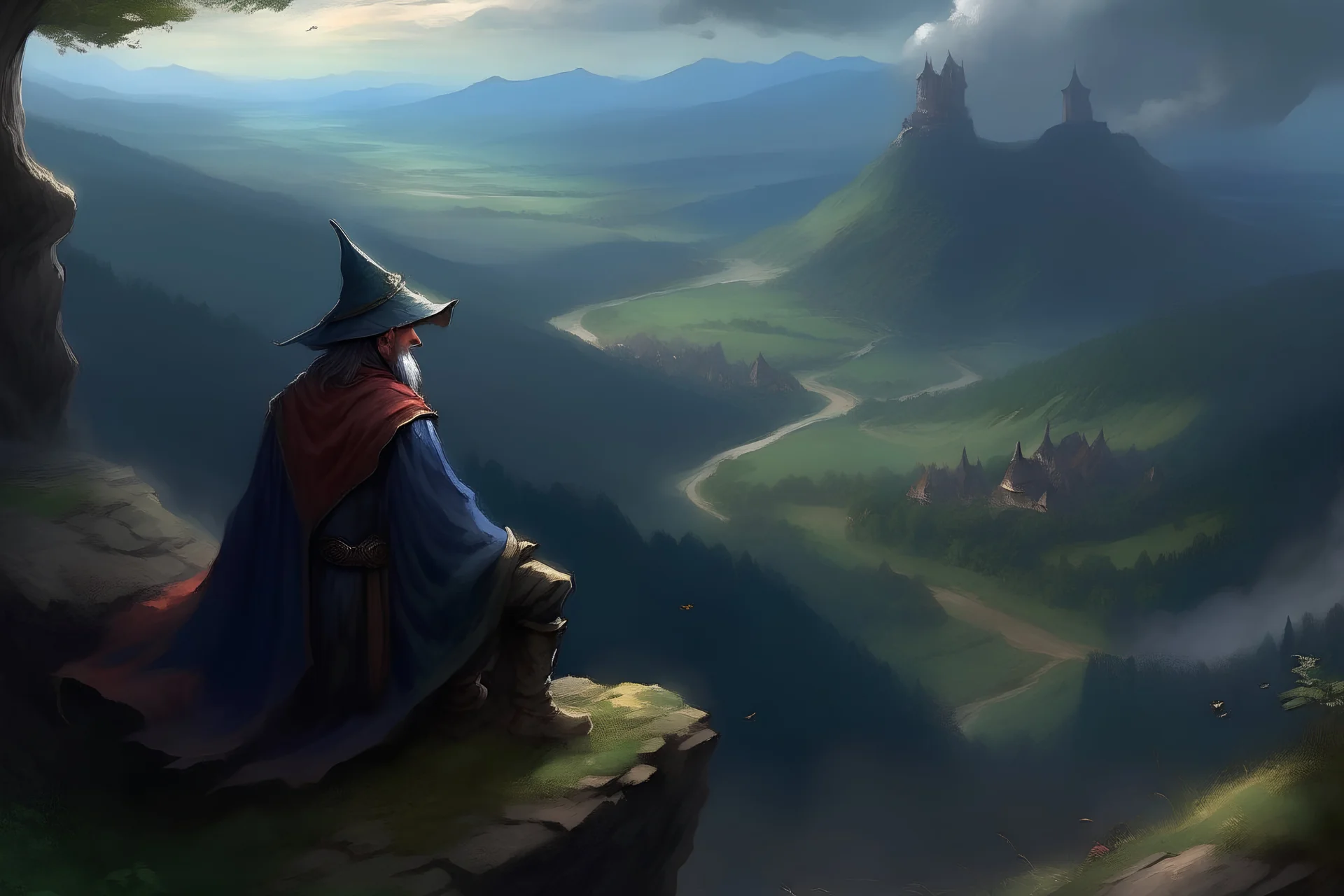 a sorcerer overlooking the valley