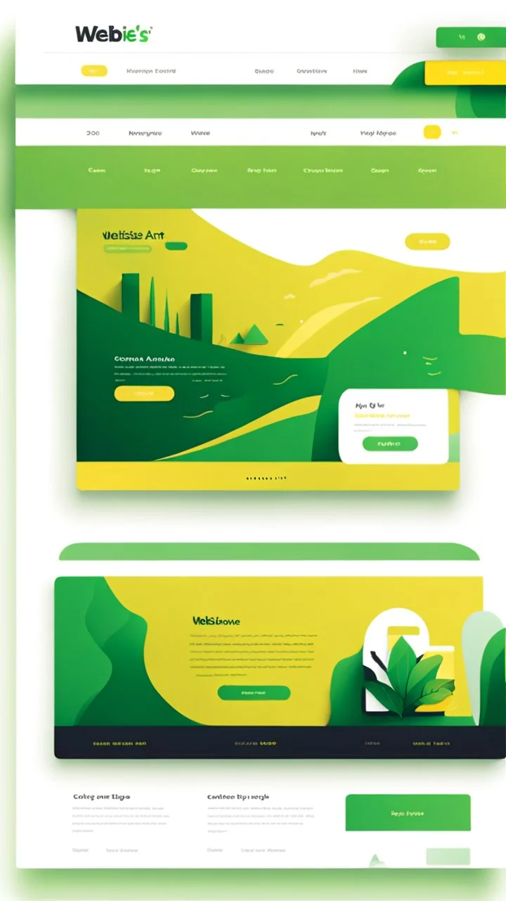 simple art style that show webiste's home page use bright green and yellow