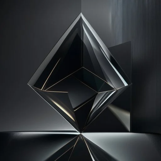 Create a visually striking geometry hi tech prisma simple minimal in dark glass reflections abstract composition that embodies the essence of luxury and craftsmanship