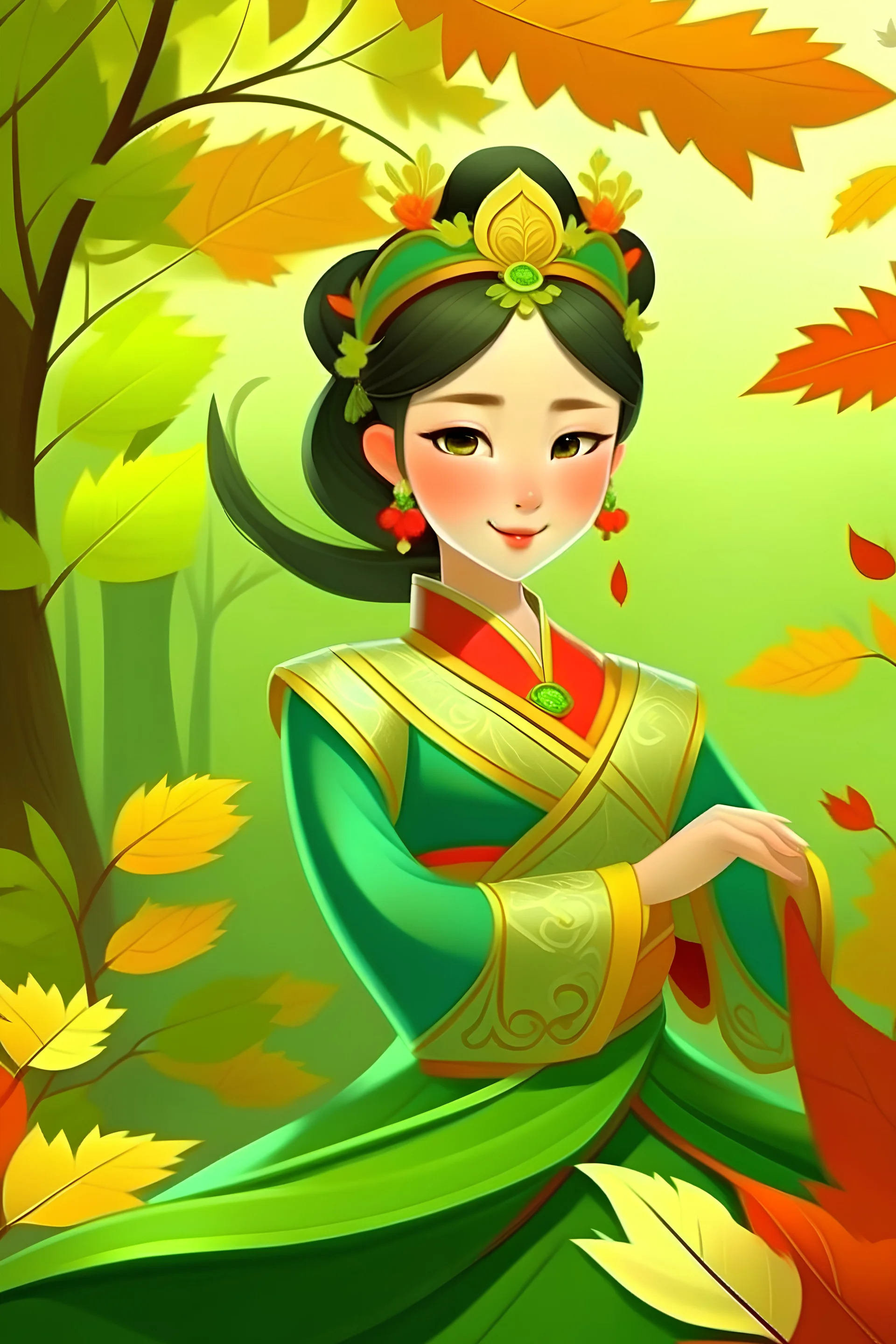 Putri daun yang cantik animasi china