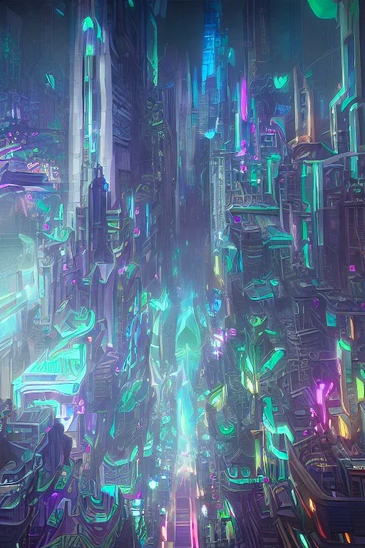 psychedelic skyscraper city detailed and intricate, mega, realistic, lsd, day