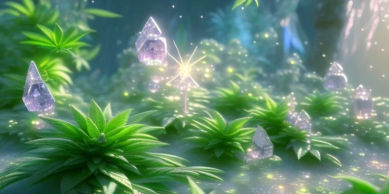 crystal subtle marijuana leaf in a galactic ambiance beautiful fairy, transparent, delicate colors, in the foreground, full of details, smooth，soft light atmosphere, light effect，vaporwave colorful, concept art, smooth, extremely sharp detail, finely tuned detail, ultra high definition, 8 k, unreal engine 5, ultra sharp focus