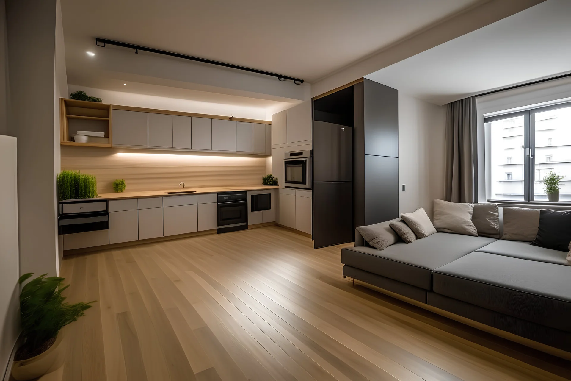 1-room apartment with 1 bed, 1 TV, 1 wardrobe, Bratislava, Ruzhinov district. Modern renovation. Style - live photo, as for sale