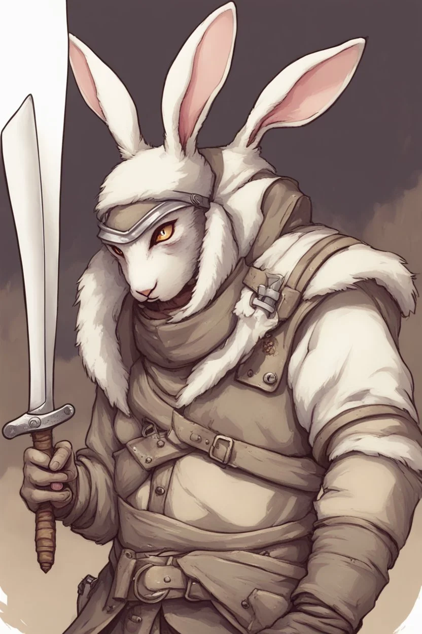 holy bunny rogue with cooking knife dnd art adventurer