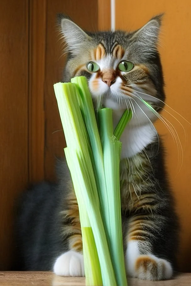 cat and celery sticks