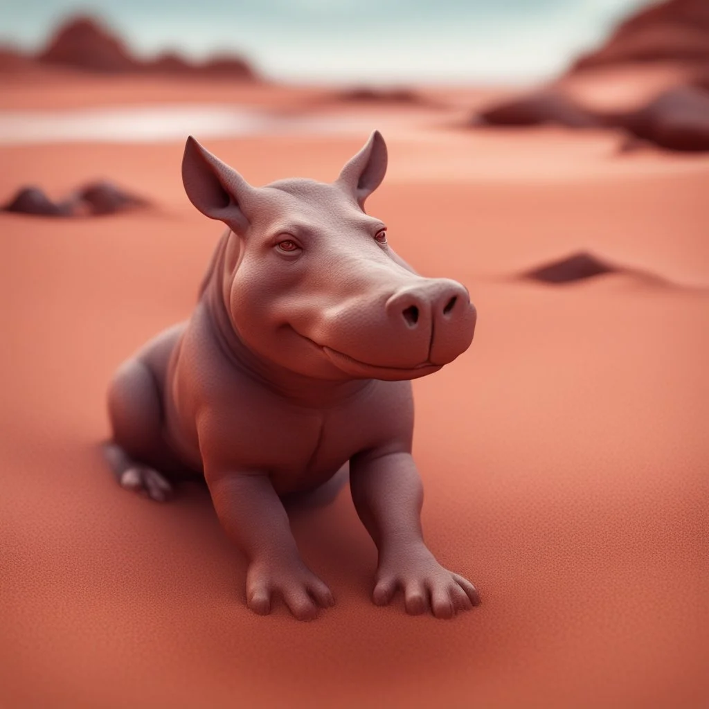 pen outline, in the style of Escher, super model female dingo hippo witch on the red sand beach ,bokeh like f/0.8, tilt-shift lens 8k, high detail, smooth render, down-light, unreal engine