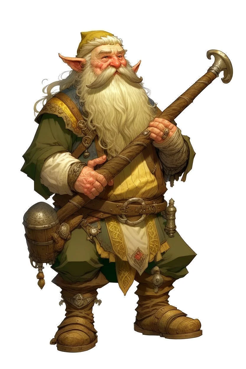 teenage fair-haired nomadic bard mountain dwarf with flute dnd