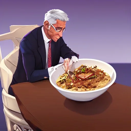 dr. Anthony fauci eating a bowl of Spike protein