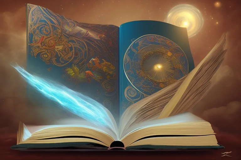 Floating magical book being held by magic