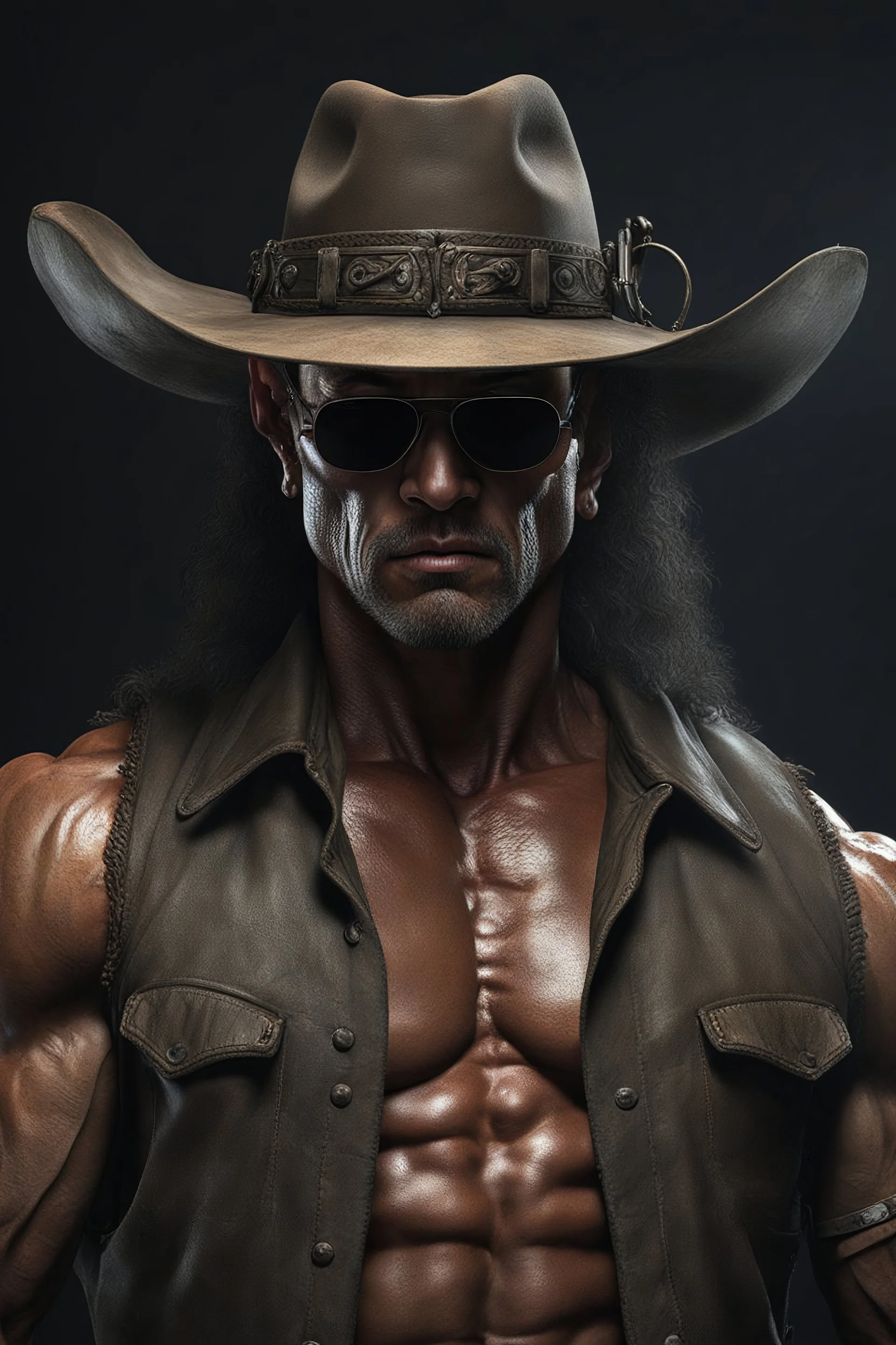 Full Color - Extremely muscular Jose Wales the Terminator, in the style of 18-year-old Chinese cowboy, Boris Vallejo, Frank Frazetta, Grasshopper, 4k, 8k, 16k, 32k. 100k UHD, ultra hyper resolution, extremely detailed, hyper-realistic, photorealistic, Realism Engine, EpicPhotoGasm, Realistic Vision V51, Realistic Stock Photo, ProtoVision, Realism Engine, RealVis XL, Zavy Chroma XL, RealVisXL v4, Realistic Vision V5.1, AbsoluteReality v1.8.1, 100k Super UHD