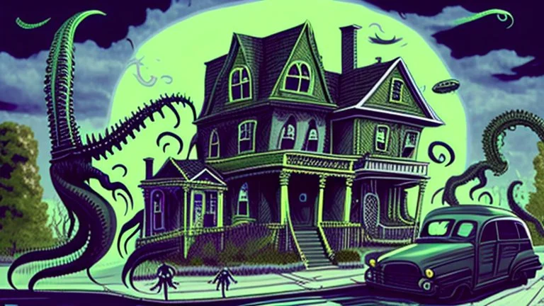 a lovecraftian alien overlords attack neighborhood houses